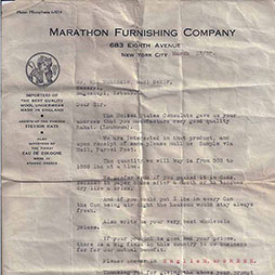 1937 Maraton Mobilya Firması Siparişi, ABD